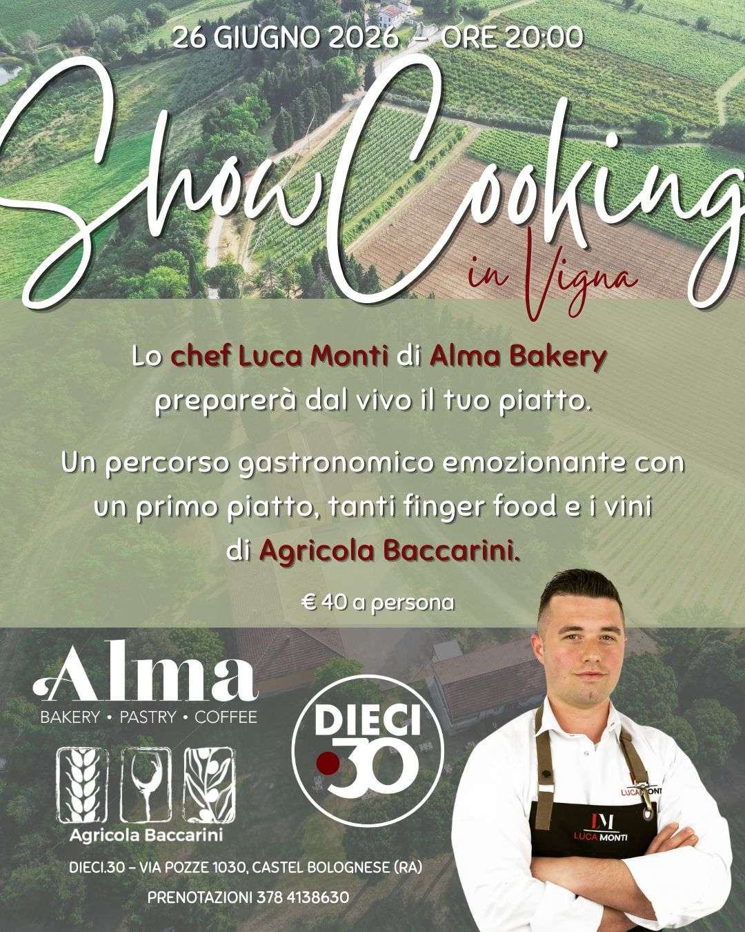 Show Cooking. incontro culinario con lo chef Luca Monti di Alma Bakery